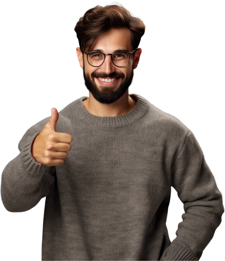 young man thumbing up